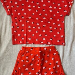 Hanna Andersson Red and Pink Polka Dot Shirt and Short set NWOT